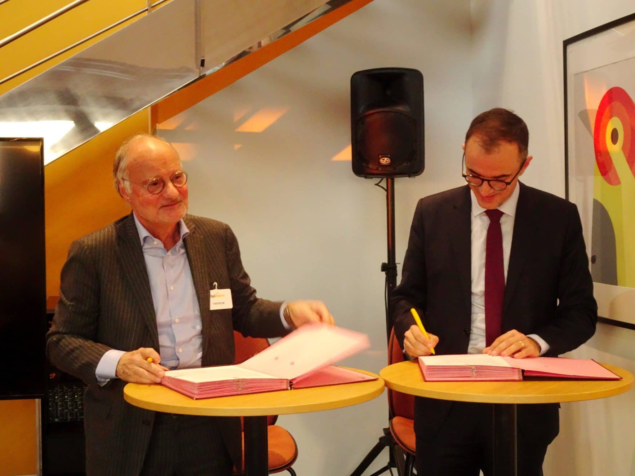 dans l'accompagnement, Bpifrance se renforce avec la signature du partenariat entre Etienne Hoepffner, Président d'Eci, et Pedro Novo,directeur exécutif de Bpifrance en charge de l'Export